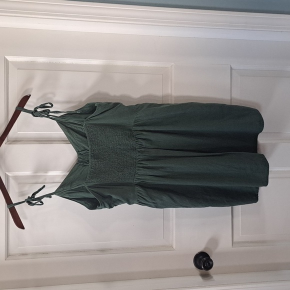 Aerie Linen Corset Linen Blend Beachy Straps Buttons Sycamore Green Mini Dress - Picture 6 of 12